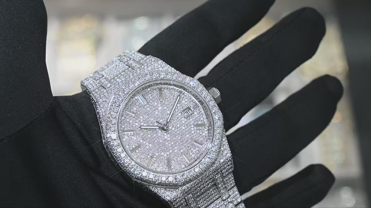 Vixonna Men's Moissanite Diamond Iced Out Watch Gold VVS Automatic