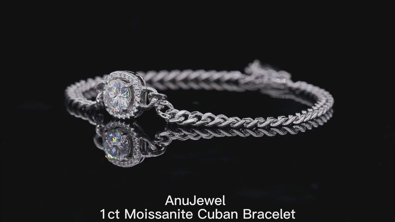 Vixonna Women's Moissanite Cuban Chain Bracelet 925 Silver