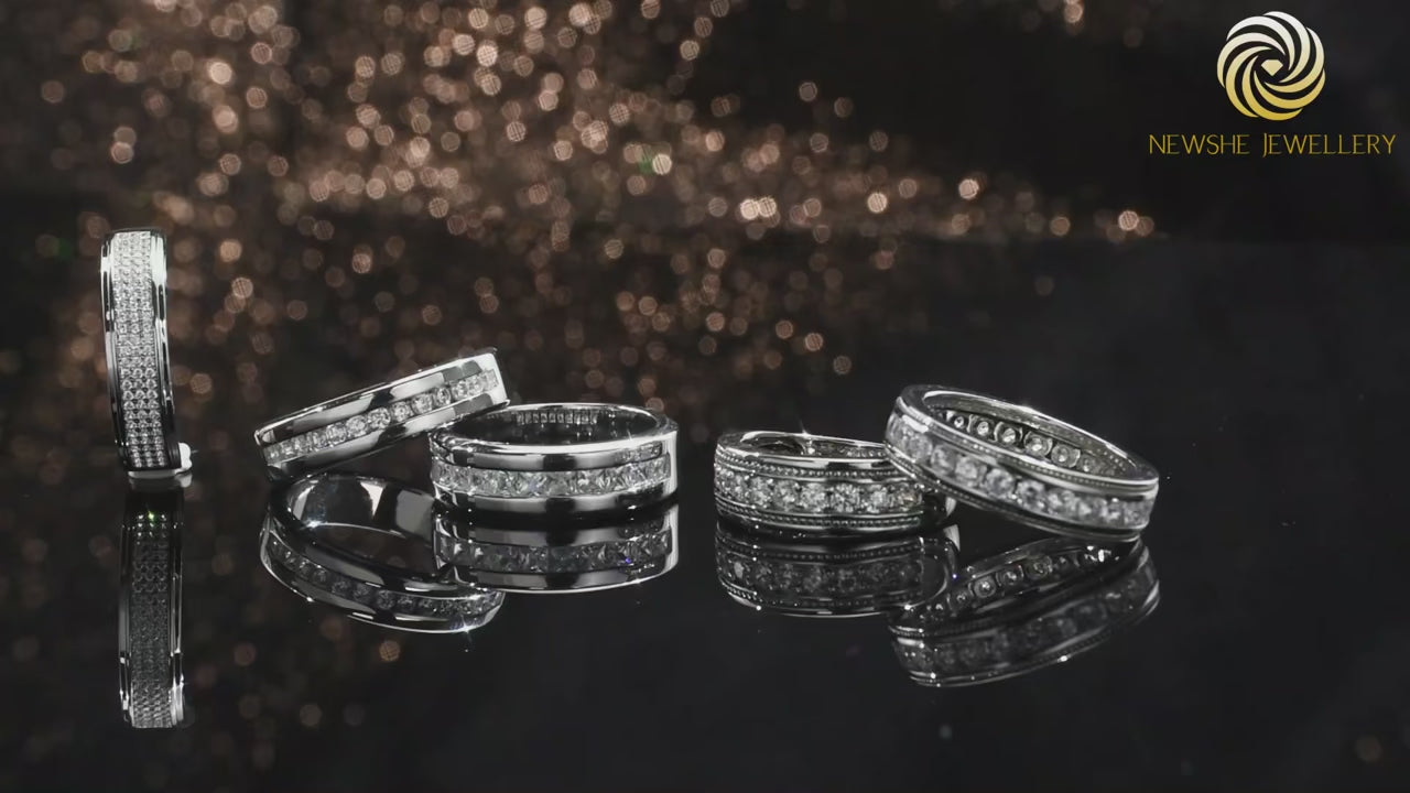 Vixonna Moissanite Half Eternity Wedding Band Ring 925 Silver Round