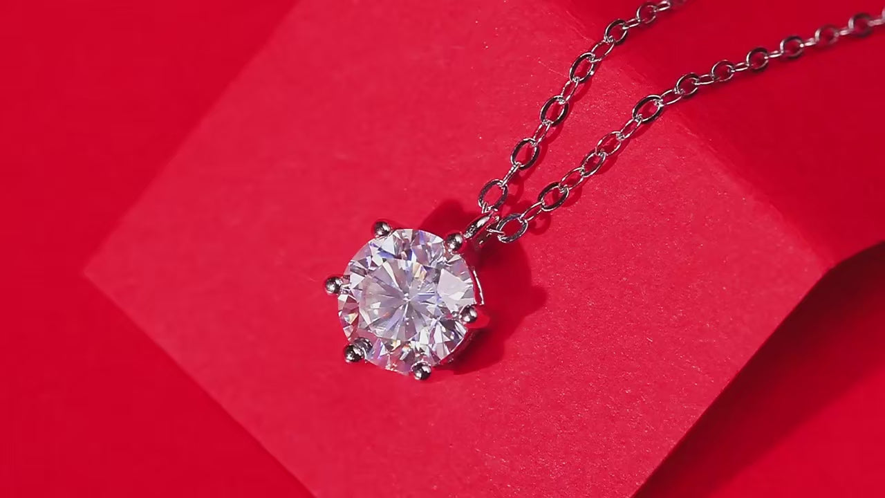 Vixonna Women's Moissanite Pendant Necklace 925 Silver 6 Prong