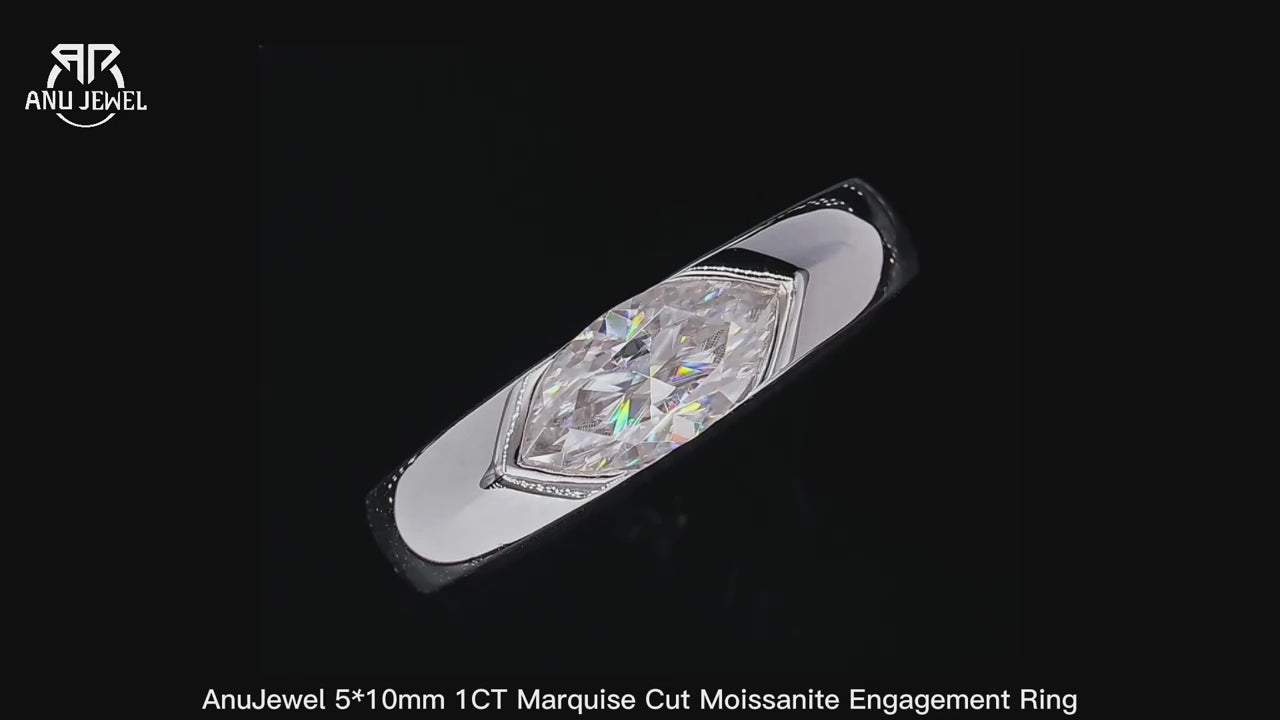 Vixonna Marquise Cut Moissanite Engagement Ring 1ct D Color 925 Silver
