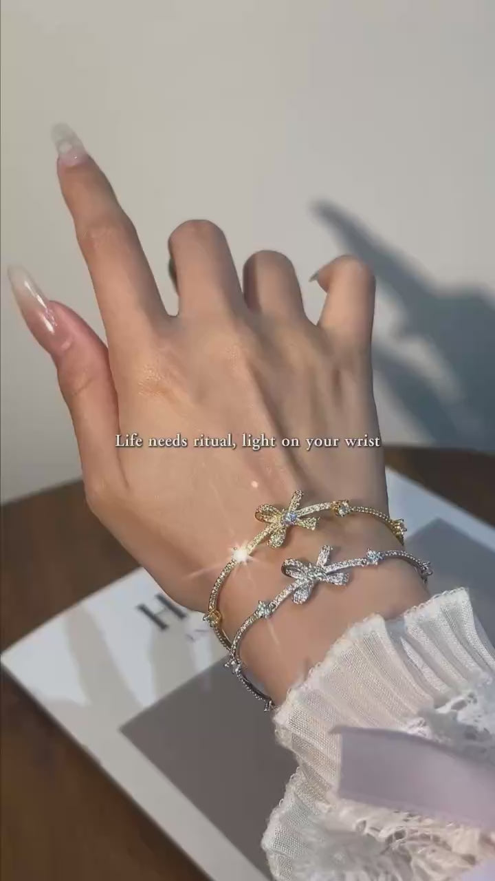 Vixonna Women's Moissanite Bow Bracelet 925 Silver D Color VVS1