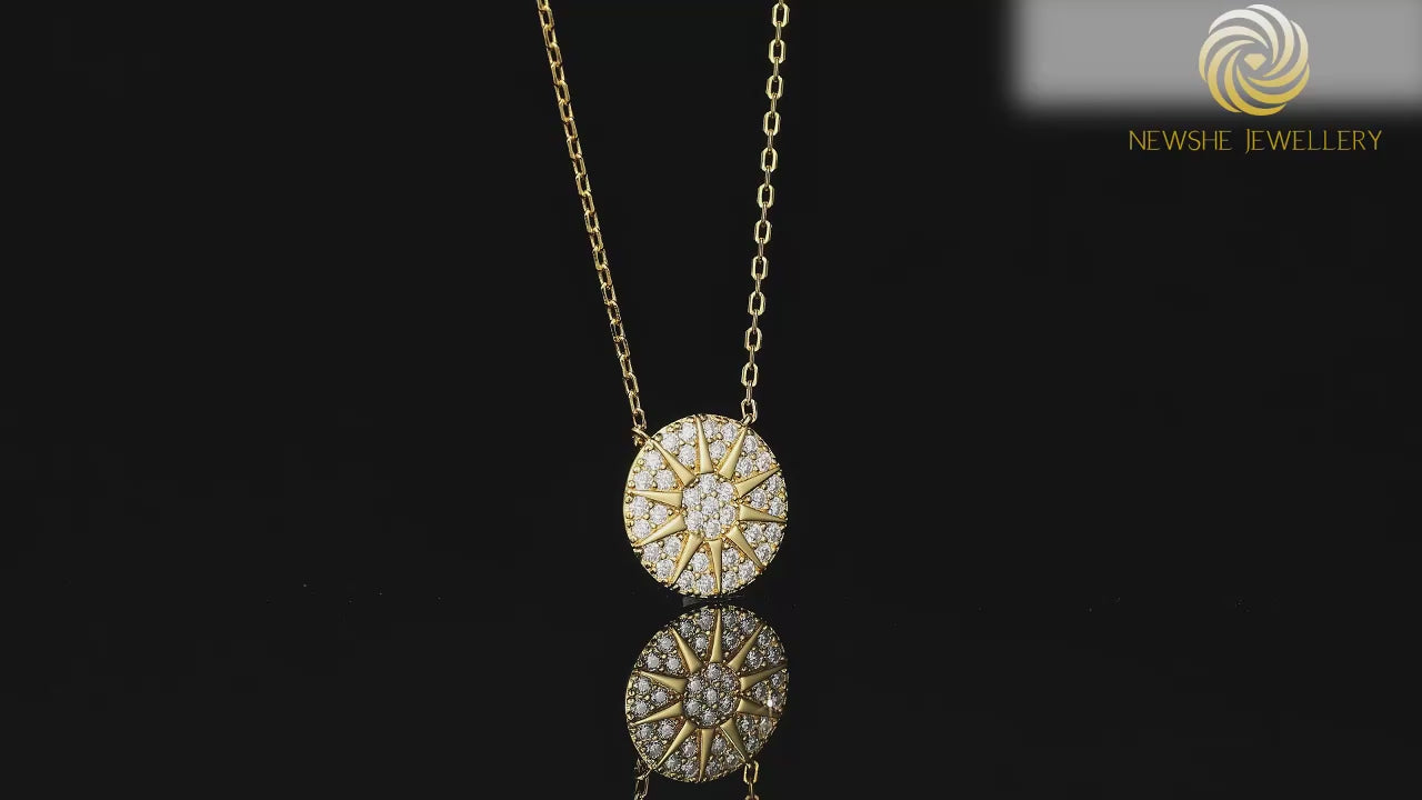 Vixonna Women's Moissanite Sunburst Pendant Necklace 925 Silver D Color VVS1