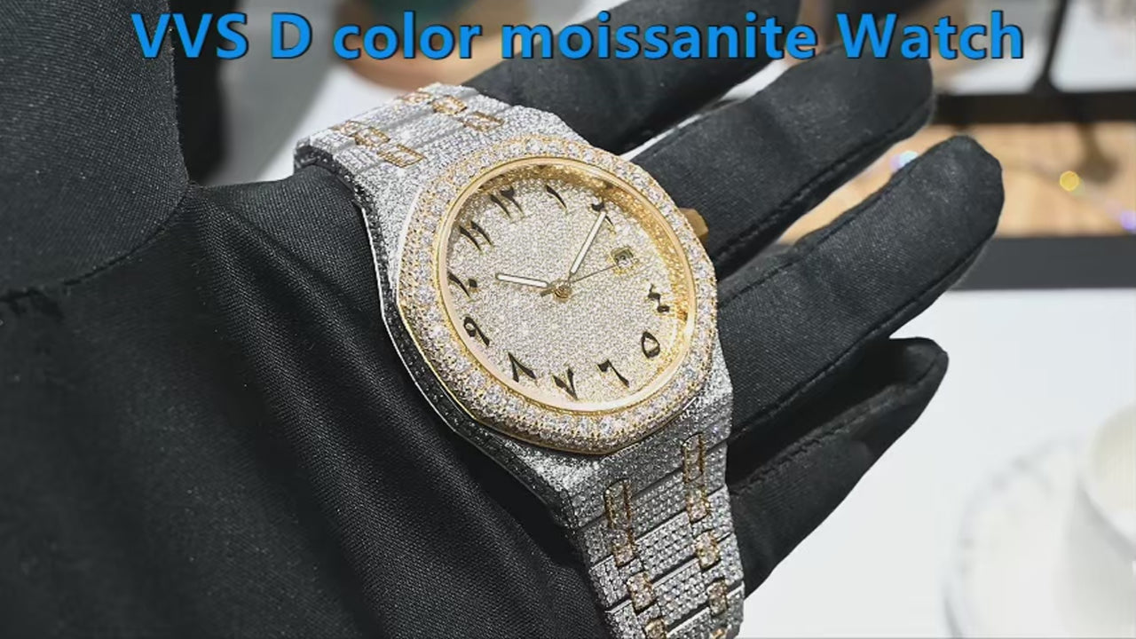 Vixonna Men's Moissanite Automatic Watch VVS1 Stainless Steel