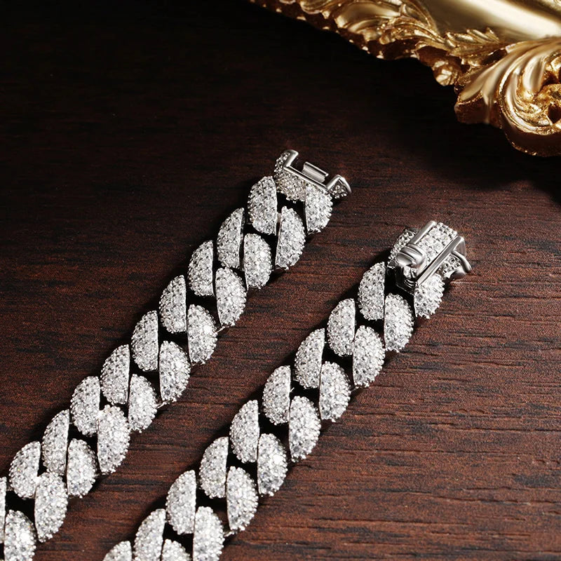 Vixonna 0.31in Cuban Link Tennis Bracelet 925 Silver 18k Plated Zircon