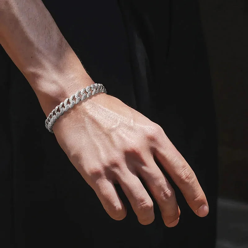 Vixonna 0.31in Cuban Link Tennis Bracelet 925 Silver 18k Plated Zircon