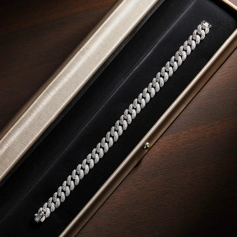 Vixonna 0.31in Cuban Link Tennis Bracelet 925 Silver 18k Plated Zircon