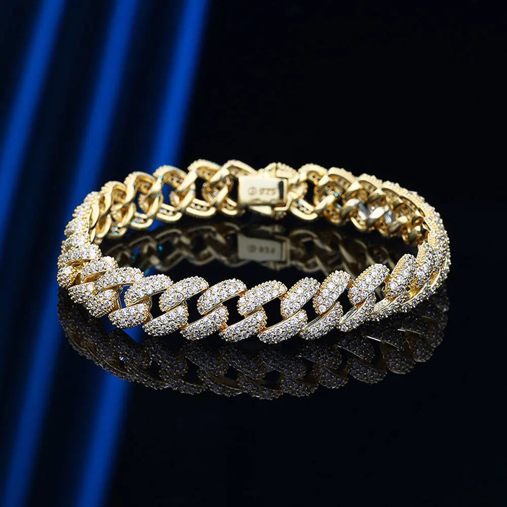 Vixonna 0.31in Cuban Link Tennis Bracelet 925 Silver 18k Plated Zircon