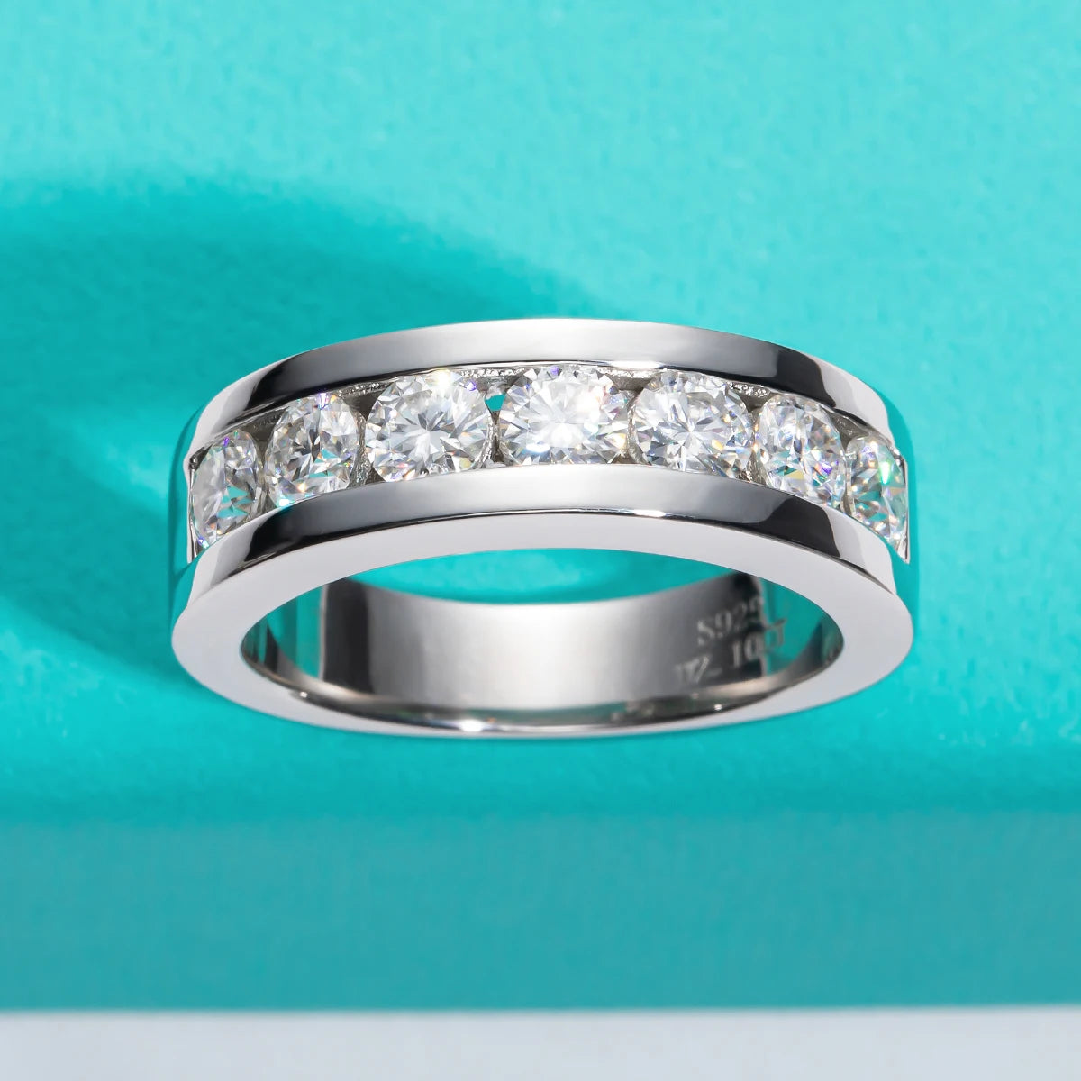 Vixonna 4mm Moissanite Wedding Band Ring 925 Silver