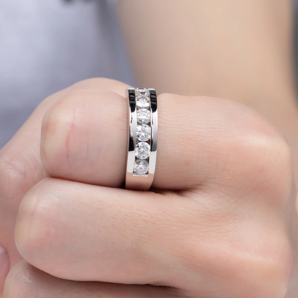 Vixonna 4mm Moissanite Wedding Band Ring 925 Silver