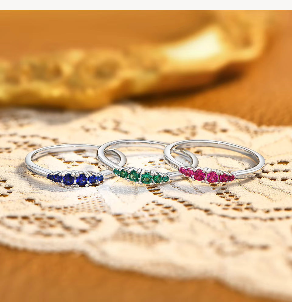 Vixonna Classic Lab Gemstone Stackable Ring 925 Silver