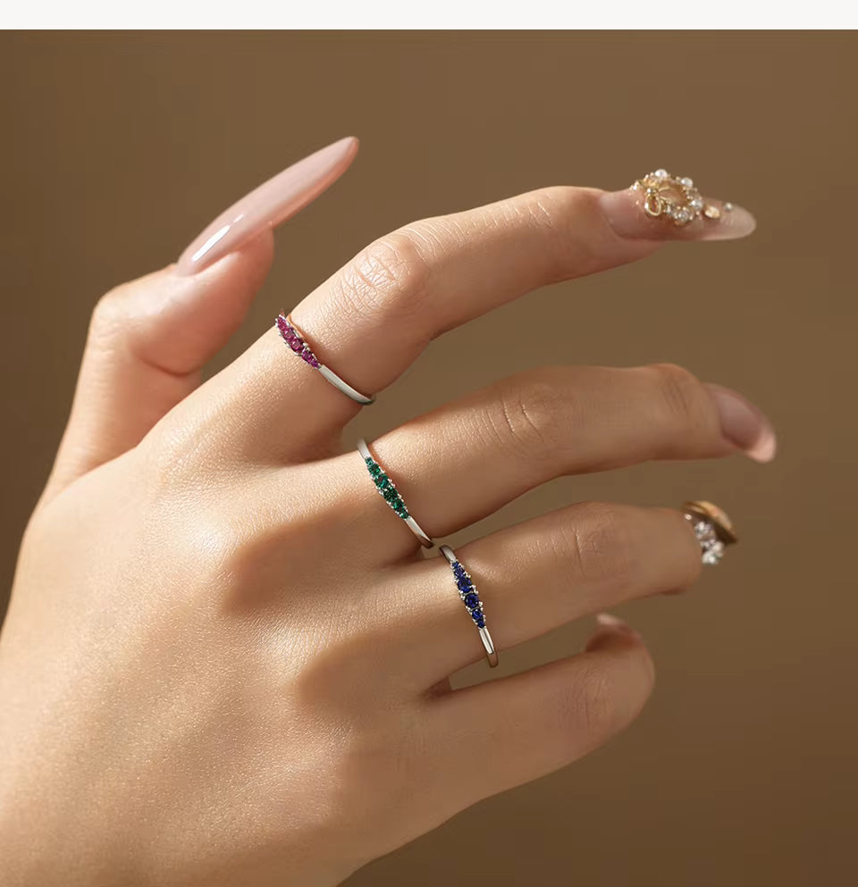Vixonna Classic Lab Gemstone Stackable Ring 925 Silver