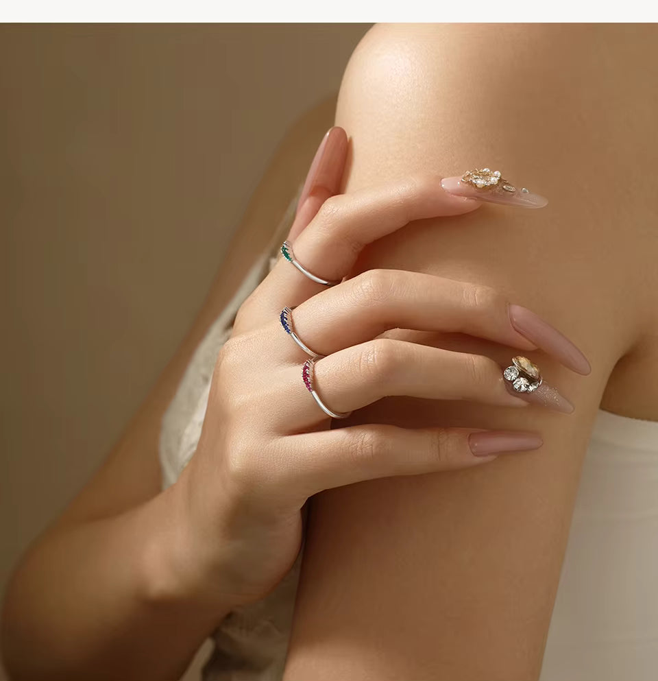 Vixonna Classic Lab Gemstone Stackable Ring 925 Silver