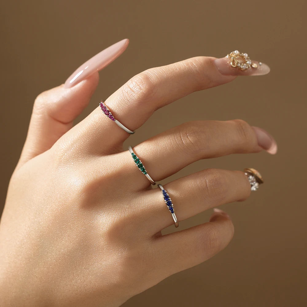 Vixonna Classic Lab Gemstone Stackable Ring 925 Silver