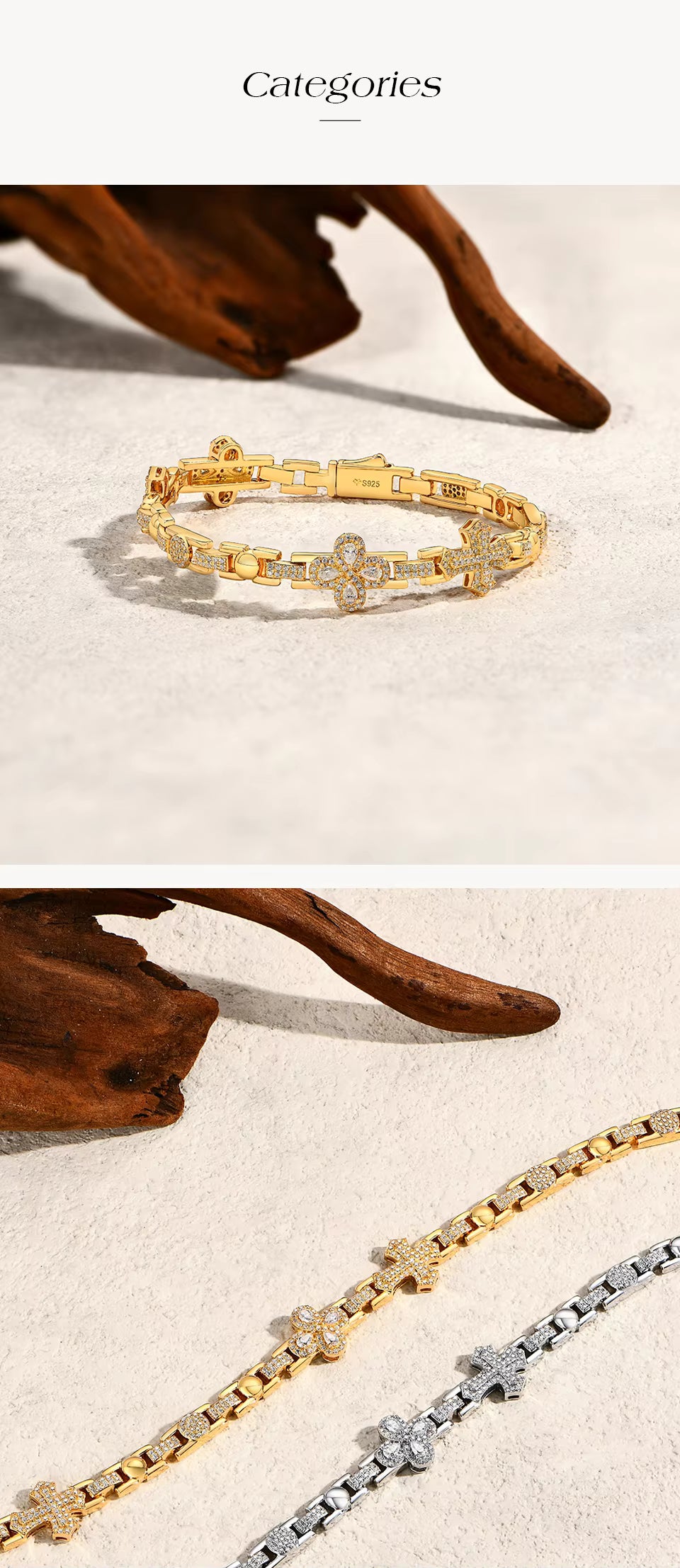 Vixonna Cross Moissanite Bracelet 925 Silver D Color VVS1