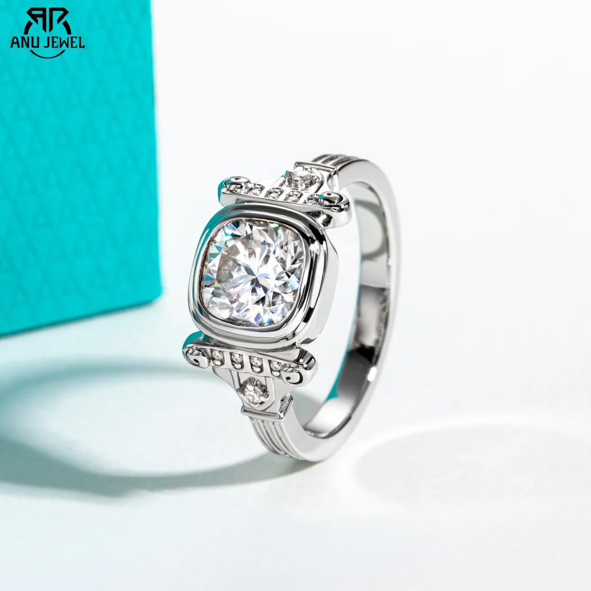 Vixonna Cushion Cut Moissanite Wedding Ring 2ct D Color 925 Silver