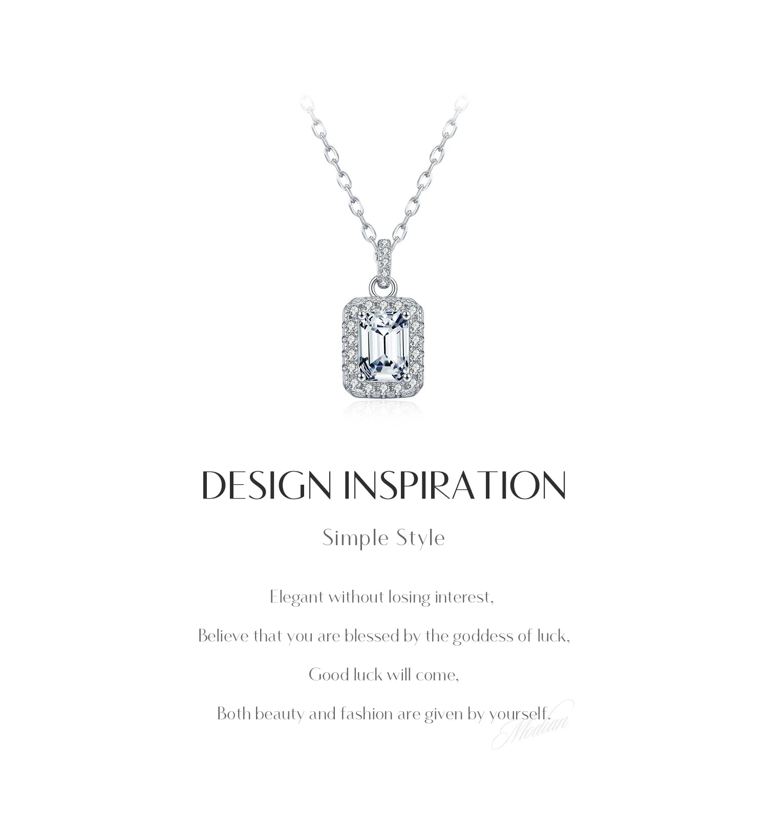 Vixonna Emerald Cut Moissanite Halo Necklace 1ct D Color 925 Silver