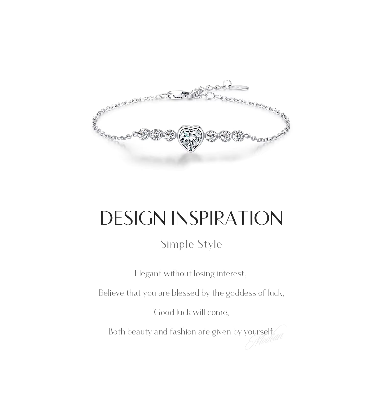 Vixonna Heart Moissanite Bracelet 925 Silver D Color VVS1 0.8ct