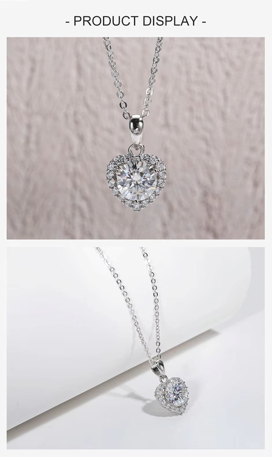 Vixonna Heart Moissanite Pendant Necklace 1ct D Color 925 Silver