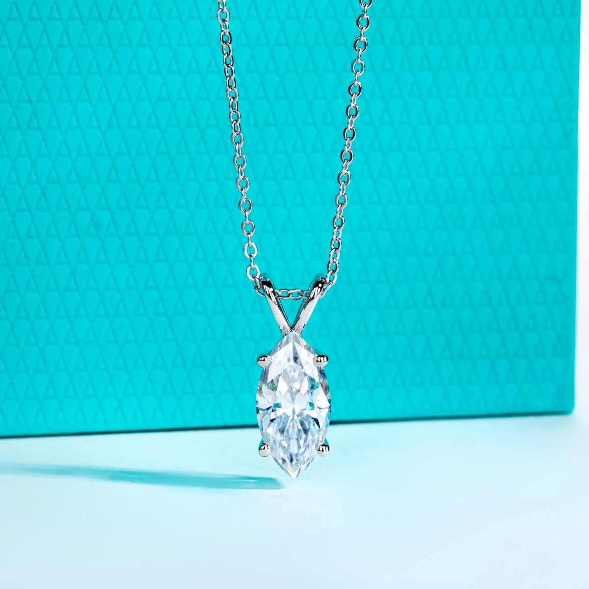 Vixonna Marquise Cut Moissanite Pendant Necklace 925 Silver D Color
