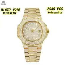 Vixonna Men's Full Moissanite Automatic Watch Miyota 9015 VVS