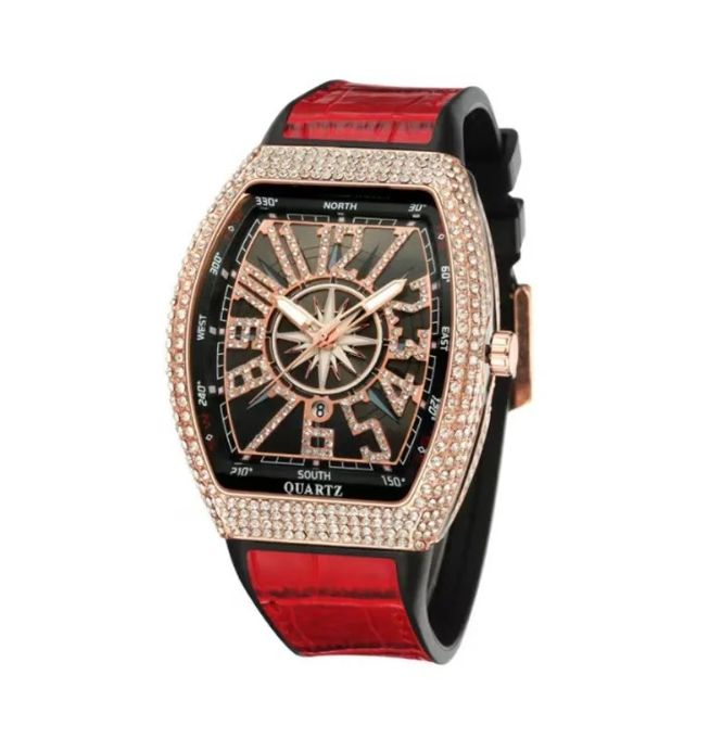 Vixonna Men's Iced Out Moissanite Watch Quartz VVS Tonneau