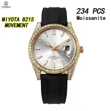 Vixonna Men's Moissanite Automatic Mechanical Watch Rubber Strap