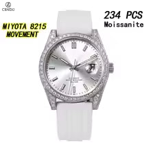 Vixonna Men's Moissanite Automatic Mechanical Watch Rubber Strap