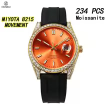 Vixonna Men's Moissanite Automatic Mechanical Watch Rubber Strap