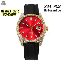 Vixonna Men's Moissanite Automatic Mechanical Watch Rubber Strap