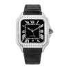 Vixonna Men's Moissanite Automatic Square Watch Stainless Steel Leather Band