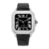 Vixonna Men's Moissanite Automatic Square Watch Stainless Steel Leather Band