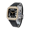 Vixonna Men's Moissanite Automatic Square Watch Stainless Steel Leather Band