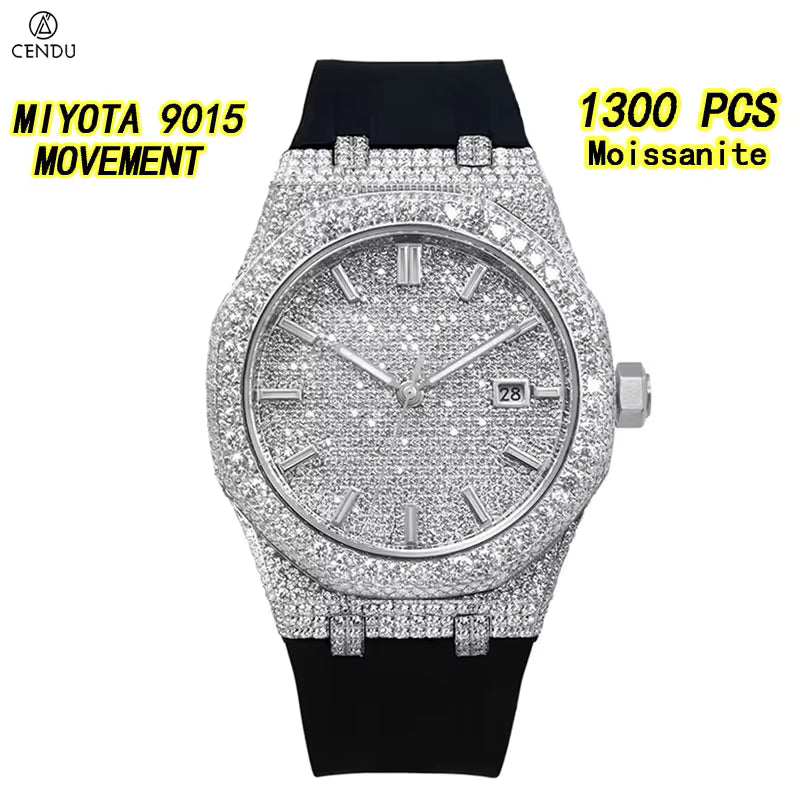 Vixonna Men's Moissanite Automatic Watch 9015 Movement VVS