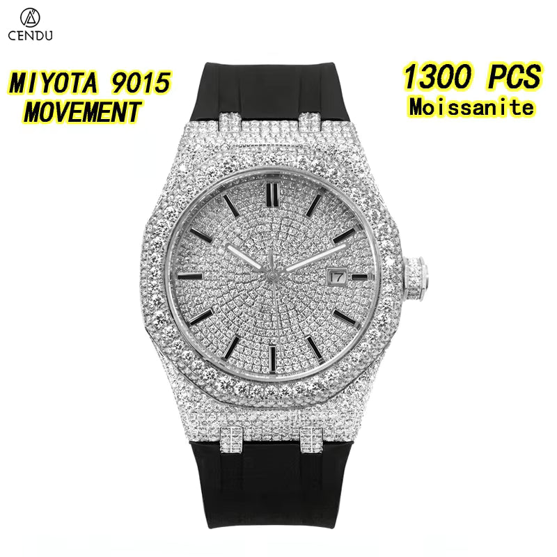 Vixonna Men's Moissanite Automatic Watch 9015 Movement VVS