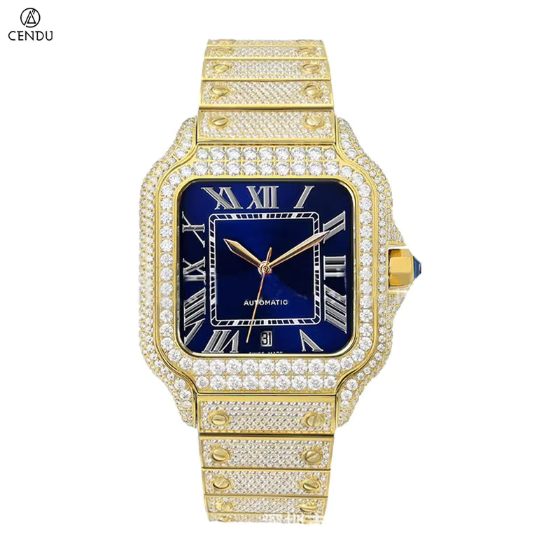 Vixonna Men's Moissanite Automatic Watch Sapphire Crystal MIYOTA 8215