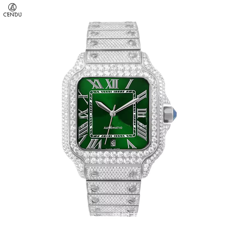 Vixonna Men's Moissanite Automatic Watch Sapphire Crystal MIYOTA 8215
