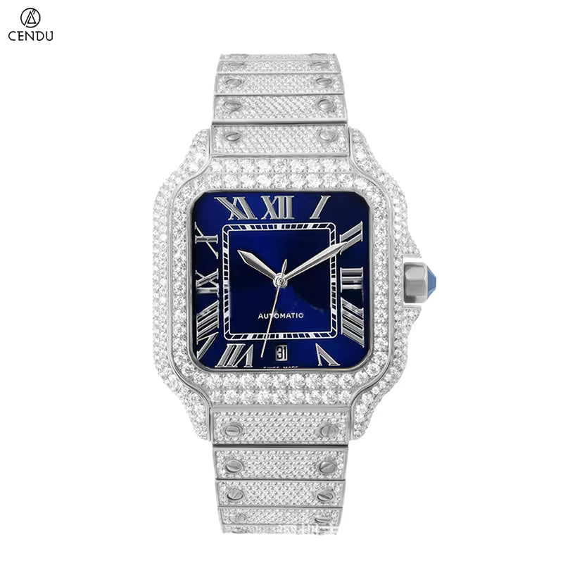 Vixonna Men's Moissanite Automatic Watch Sapphire Crystal MIYOTA 8215