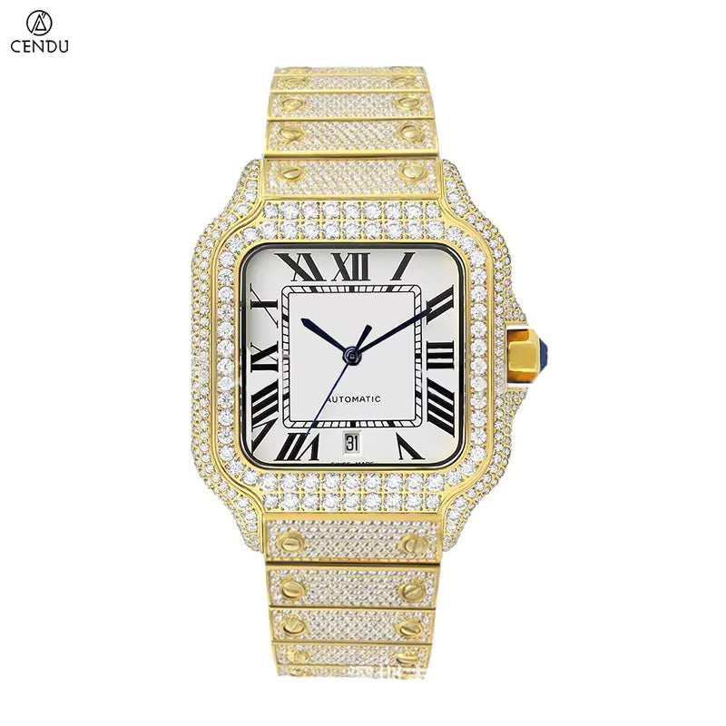 Vixonna Men's Moissanite Automatic Watch Sapphire Crystal MIYOTA 8215