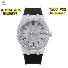 Vixonna Men's Moissanite Automatic Watch VVS Sapphire Silicone