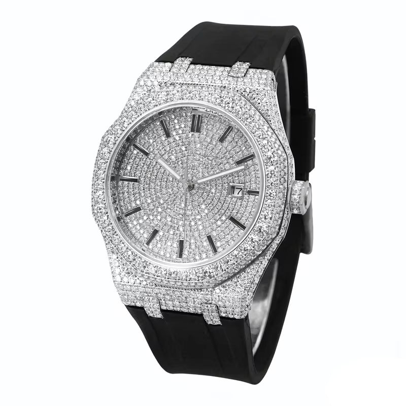 Vixonna Men's Moissanite Automatic Watch VVS Sapphire Silicone