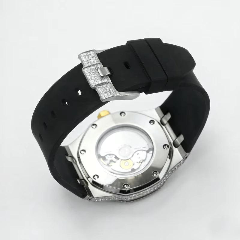 Vixonna Men's Moissanite Automatic Watch VVS Sapphire Silicone