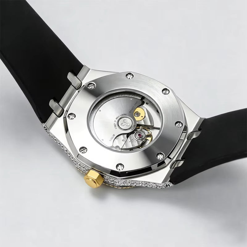 Vixonna Men's Moissanite Automatic Watch VVS Sapphire Silicone