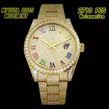 Vixonna Men's Moissanite Diamond DJ Watch Automatic Miyota 8215 VVS