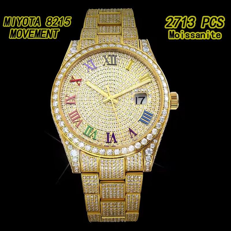 Vixonna Men's Moissanite Diamond DJ Watch Automatic Miyota 8215 VVS