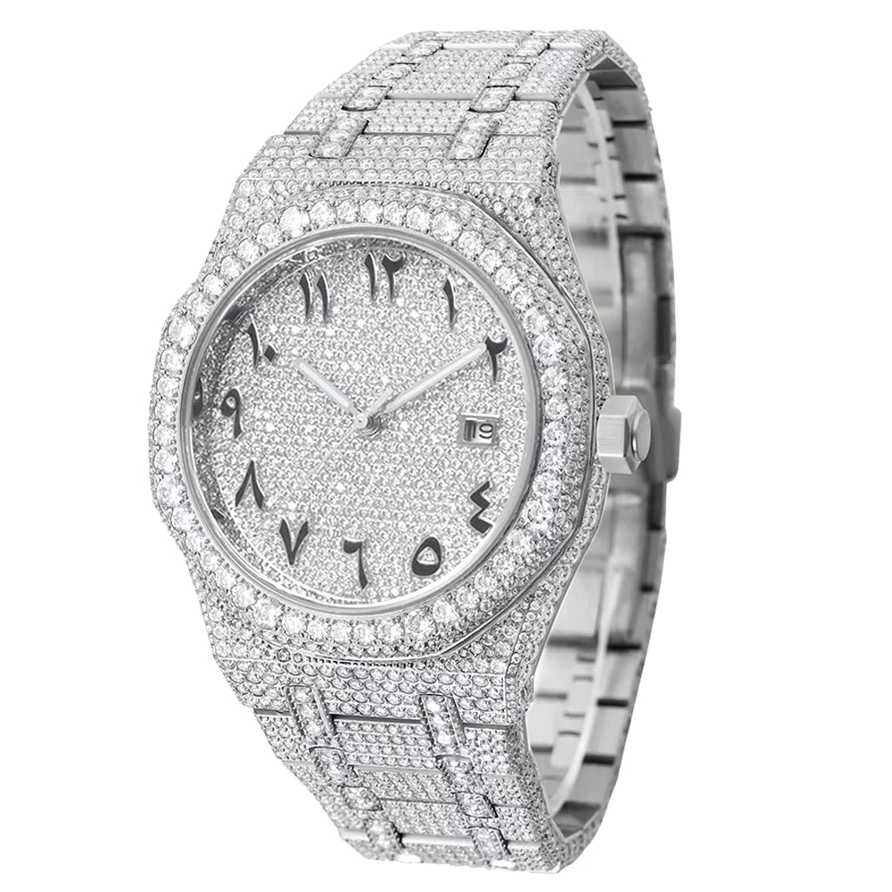 Vixonna Men's Moissanite Diamond Iced Out Watch Gold VVS Automatic