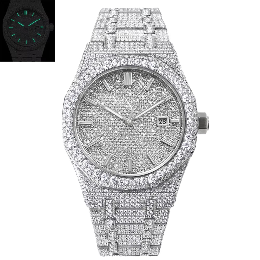 Vixonna Men's Moissanite Diamond Iced Out Watch Gold VVS Automatic