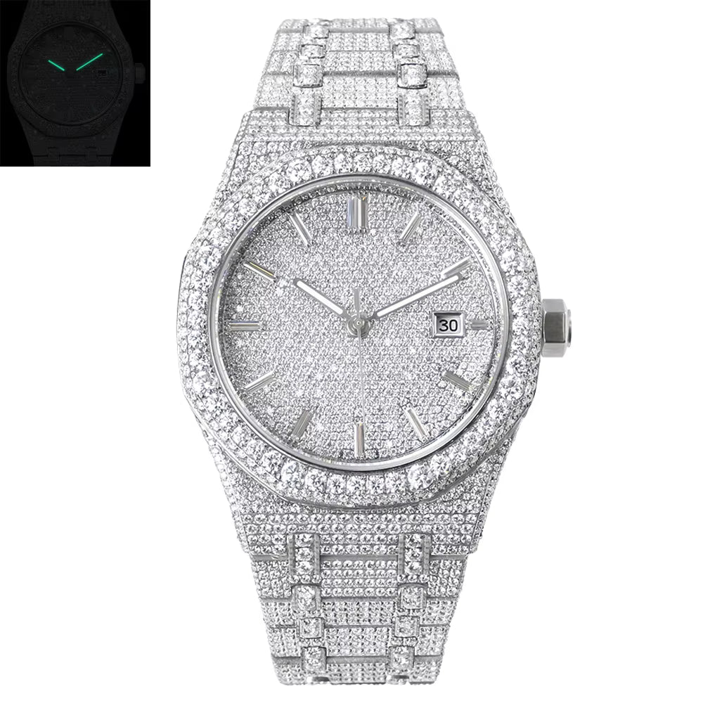Vixonna Men's Moissanite Diamond Iced Out Watch Gold VVS Automatic