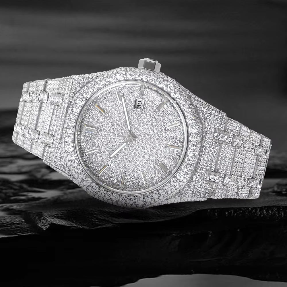 Vixonna Men's Moissanite Diamond Iced Out Watch Gold VVS Automatic