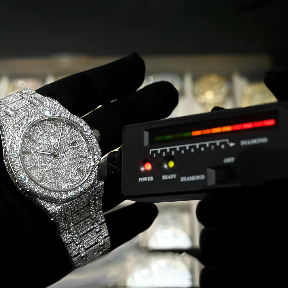 Vixonna Men's Moissanite Diamond Iced Out Watch Gold VVS Automatic